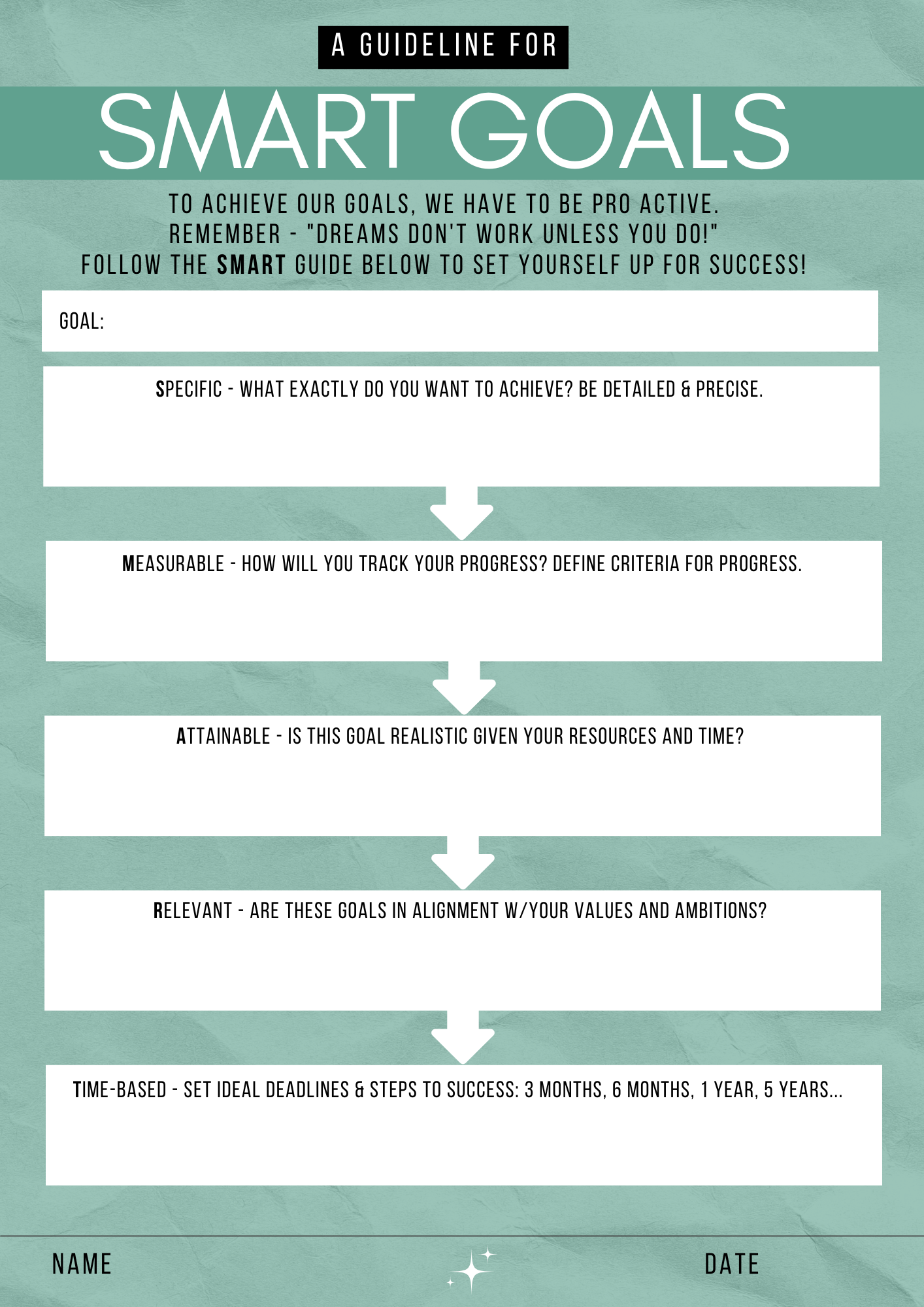 Smart Goals Worksheet